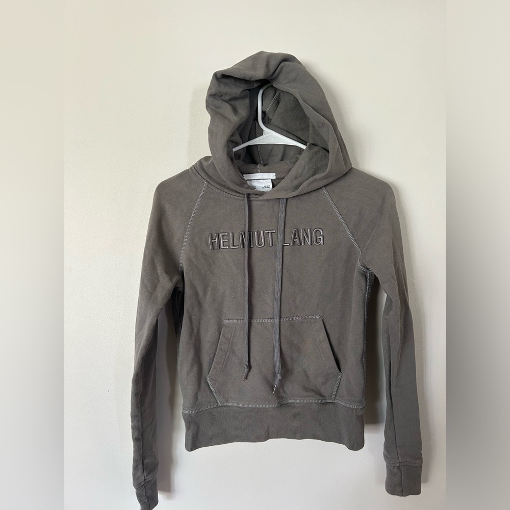 Helmut Lang Olive Gray Hooded Sweatshirt